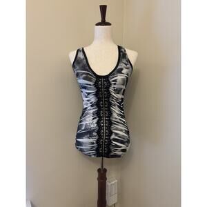 DayTrip Women’s Athletic Top Y2K Floral Tank White and Black Size S